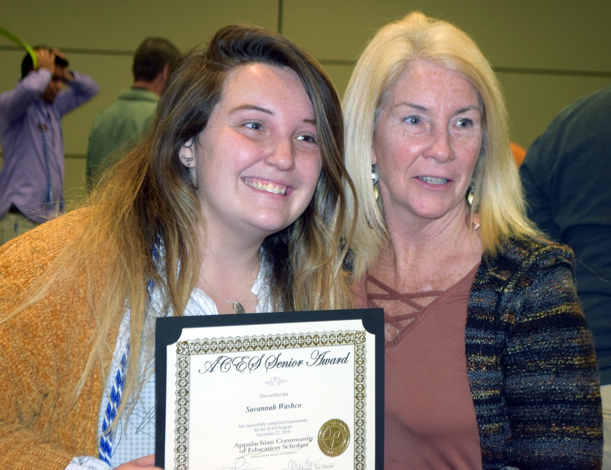 Savannah Washco and mom at honors ceremony