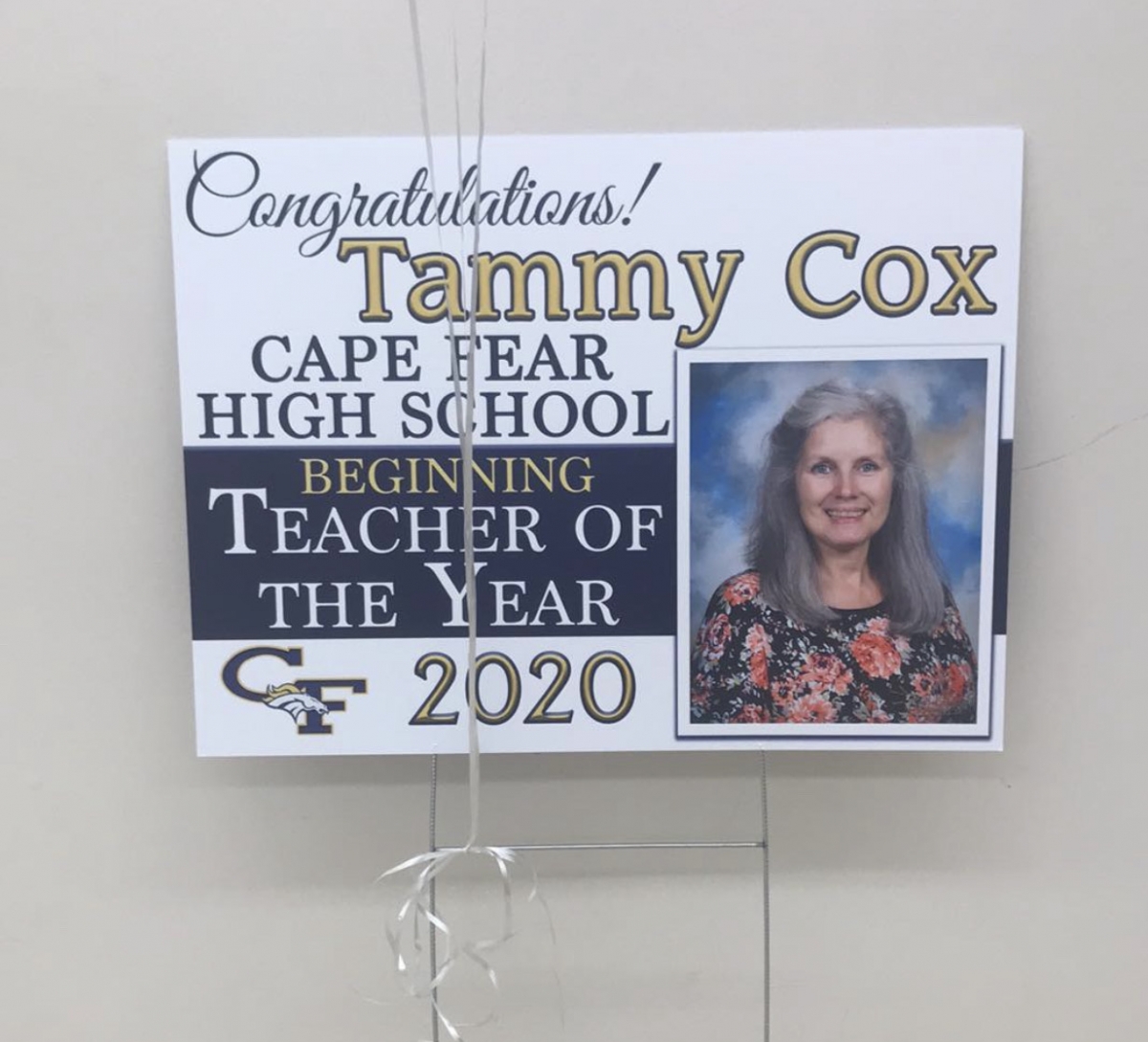 Tammy Cox Beginning Teacher of the Year Sign
