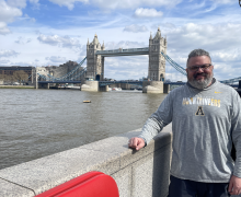 Tim Scapin in front of London Bridge