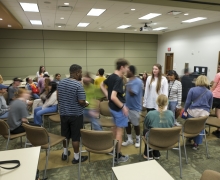Best Buddies, a SDAP suborganization, hosts a speed dating for friends event in the Reich College of Education Building.