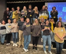 App State candidates for National Board Certification take a break from App State National Board Support Workshops held Feb. 1 to celebrate App State being the nation’s No. 1 school for National Board Certified Teachers in 2024. 