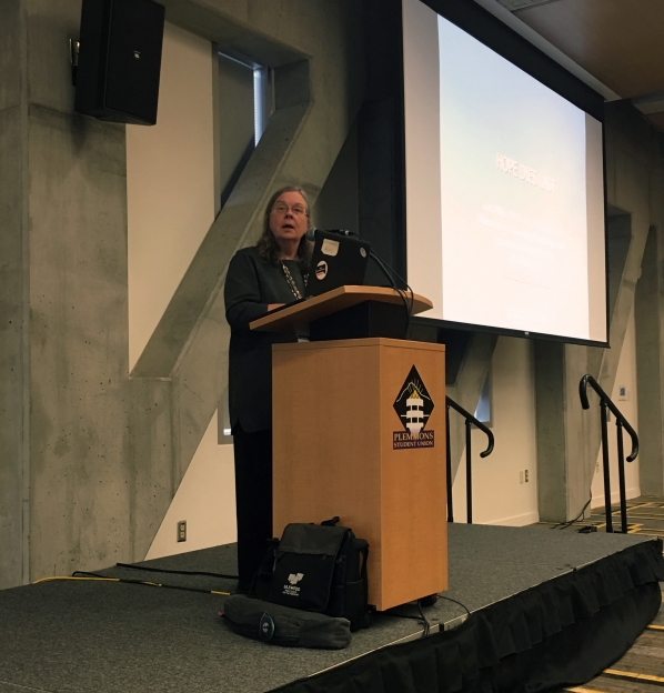 Geri Miller presents the keynote address at the Appalachian Pre-Health Conference