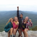 The inaugural Wilson Scholars, as new students, atop Table Rock in the Pisgah National Forest. The steep hike, according to Sarah Aldridge, second from left, became a metaphor for overcoming obstacles on the path to academic success. Photo submitted