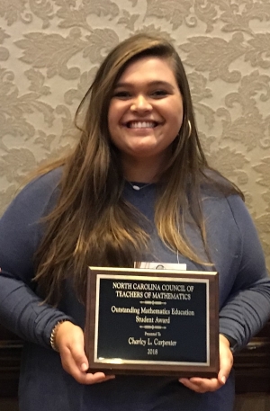 Charlcy Carpenter Named Recipient of the North Carolina Council of Teachers of Mathematics Western Region Outstanding Mathematics Education Student Award