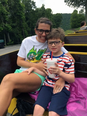 Kelly Johnson ‘02 with her son, Charlie, at Twetsie. Photo submitted