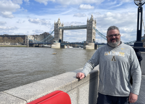 Tim Scapin in front of London Bridge