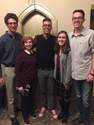 The founding team (left to right: Walker Ballard (music education), Logan Land (secondary education - English), Matthew Thomas-Reid (faculty advisor), Shannon Furr (secondary education - history), Michael Jeffries (special education)