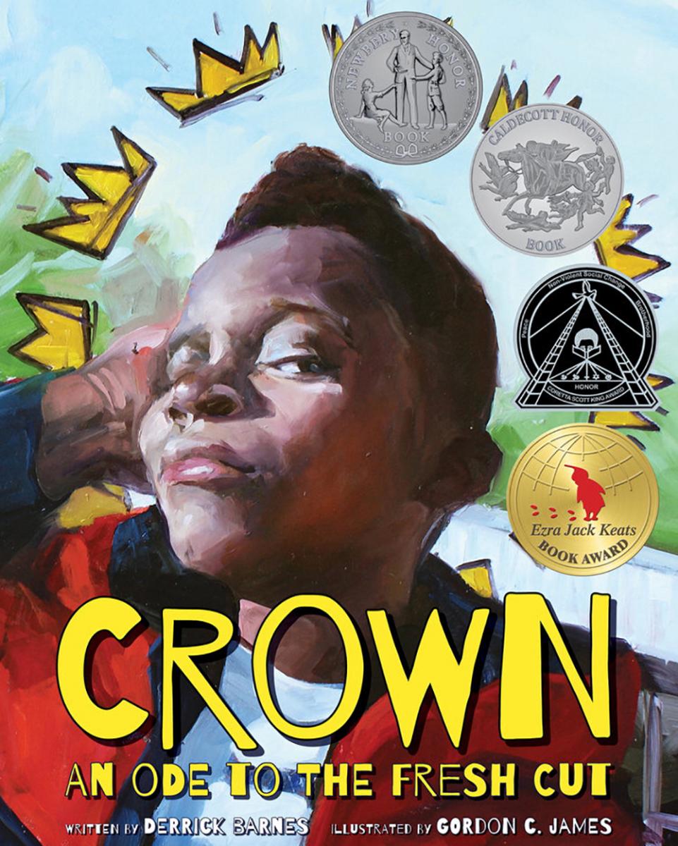The cover art of Derrick Barnes' award-winning book, CROWN: An Ode To The Fresh Cut. Artwork submitted