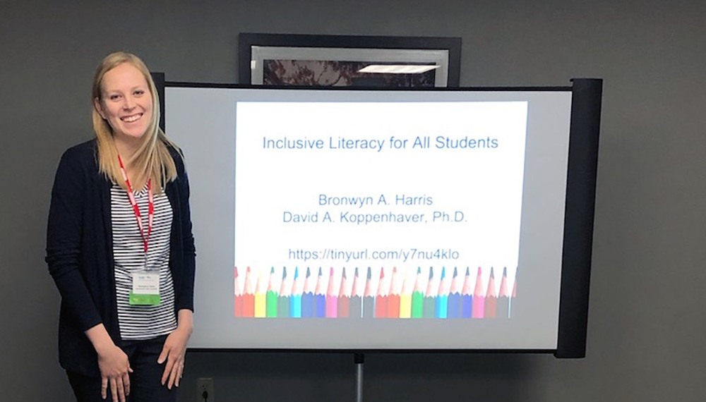 Doctoral student, Bronwyn Harris, presents at the 2019 North Carolina Council for Exceptional Children Conference. Photo submitted