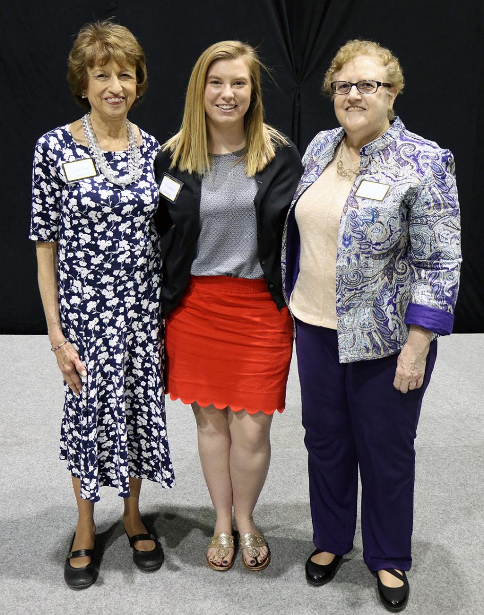 Jessica Krpejs, scholarship recipient for the Dorothy Skidmore Green Memorial Scholarship, meets her donors, Dr. Connie Green and Rev. Carol Green.