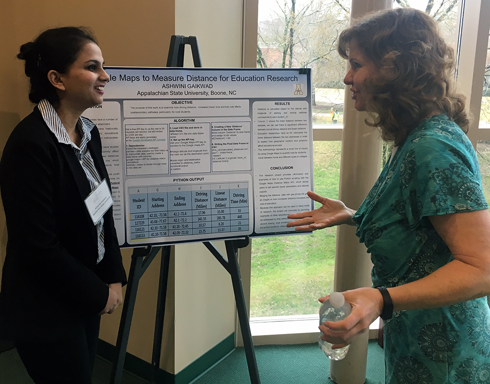 Applied Data Analytics Master’s Candidate, Ashwini Gaikwad, discusses her poster presentation: Using Google Maps to Measure Distance for Education Research