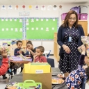 Students and principal, Tasha Hall-Powell, at Middle Fork Elementary School.