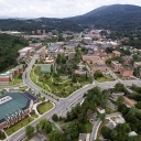 An aerial view of Appalachian State University’s campus in the Blue Ridge Mountains. Photo by Marie Freeman