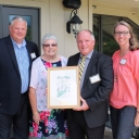 Kannapolis City Schools Superintendent Dr. Chip Buckwell, center, was inducted into the Appalachian State University Rhododendron Society.