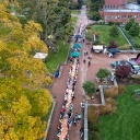 Line of people waiting for food